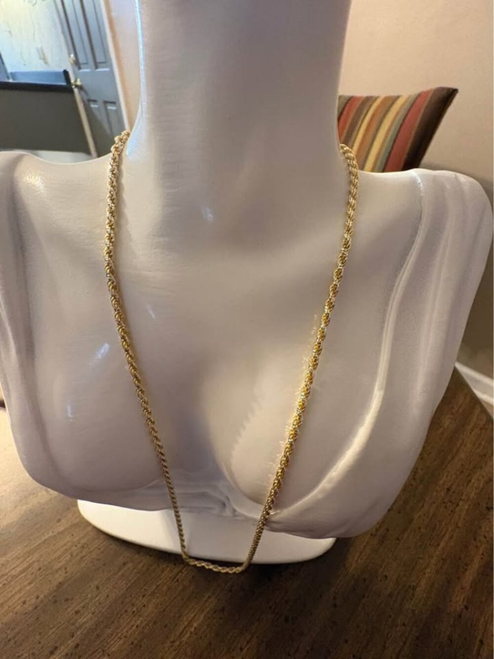 2.6mm Italian Sterling Silver Gold-Tone Rope Chain, 14 grams, 22 inches